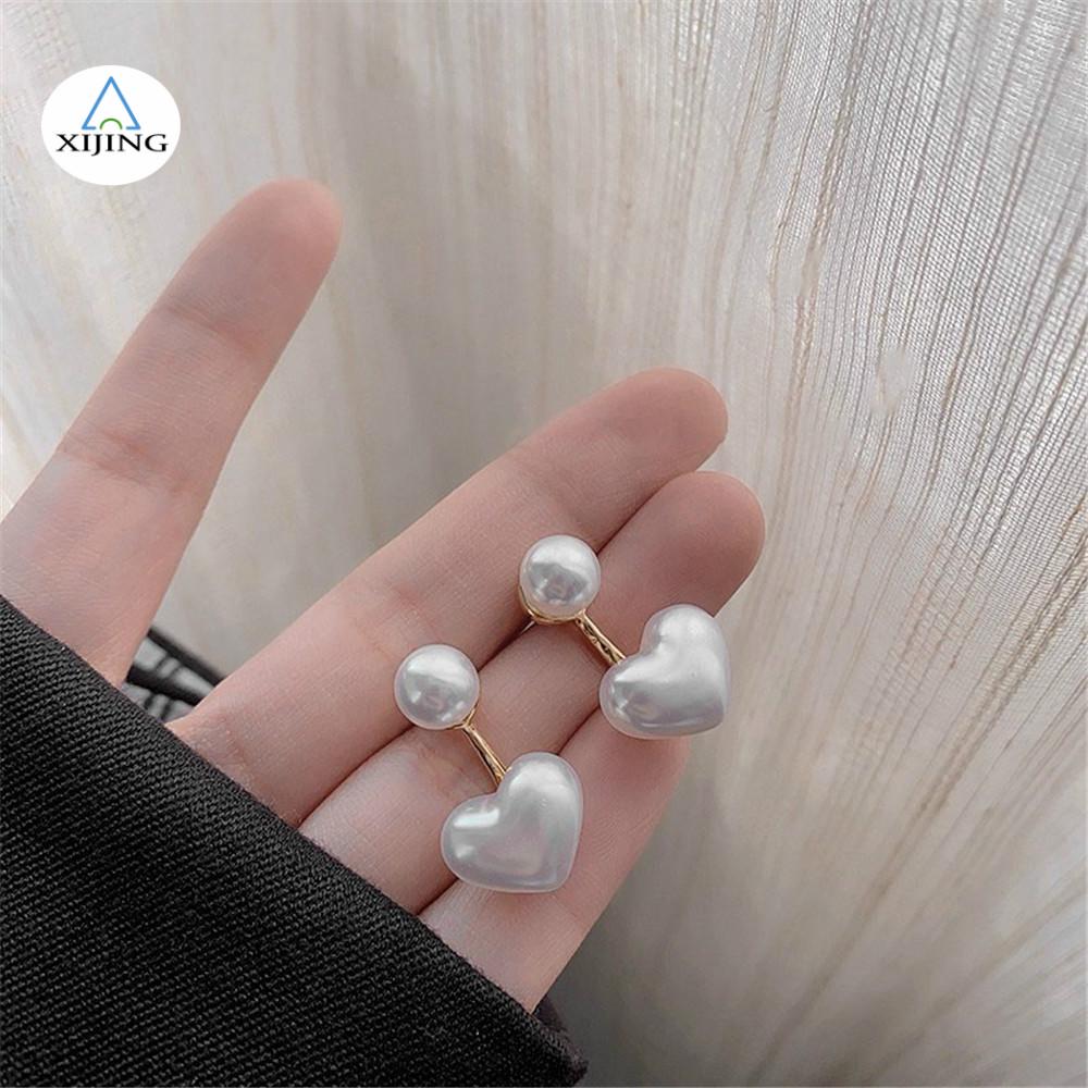 Bông Tai Trái Tim Đính Ngọc Trai Thời Trang Xinh Xắn Cho Nữ