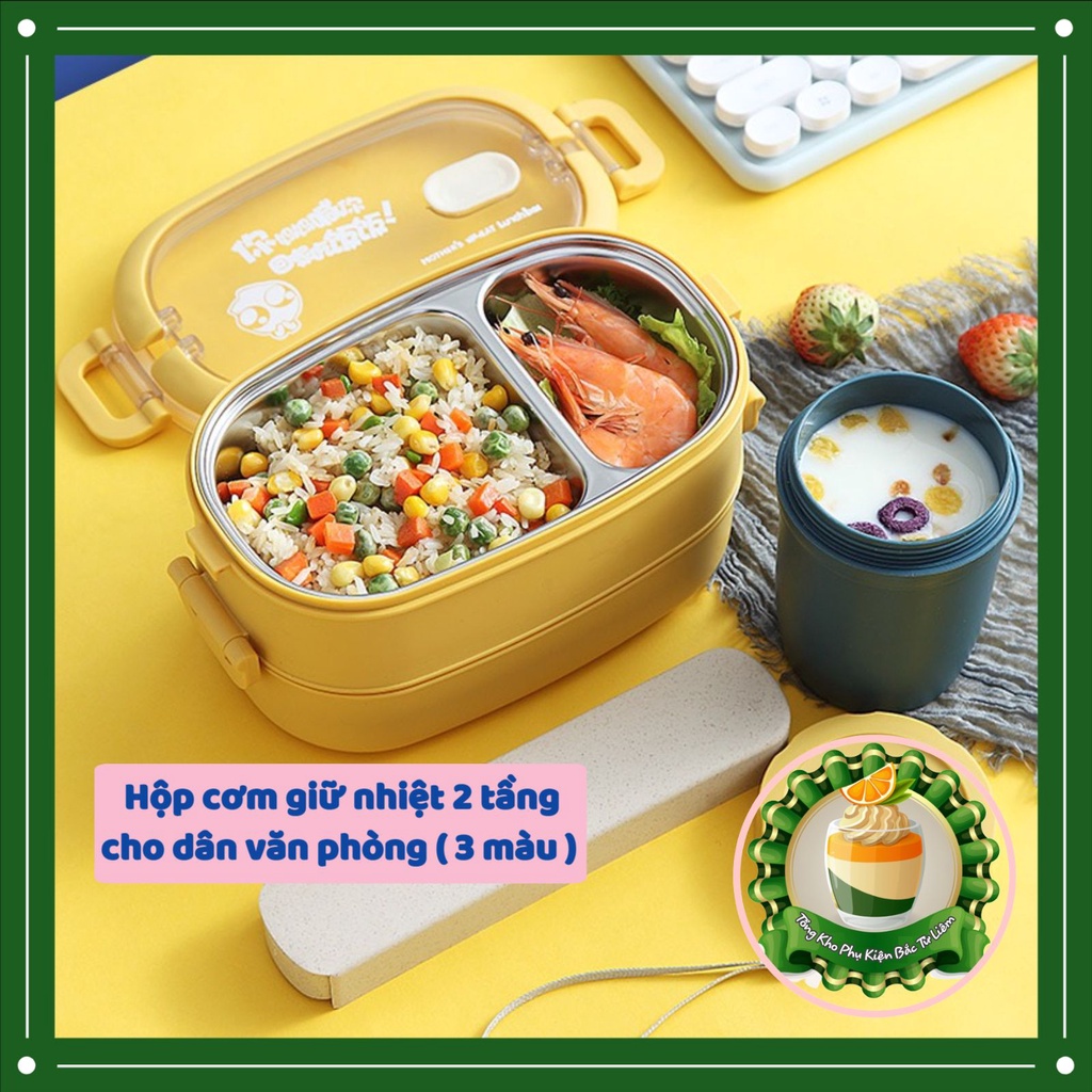 Hộp Cơm Giữ Nhiệt 2 Tầng Inox, chống gỉ, sang trọng cho Văn Phòng
