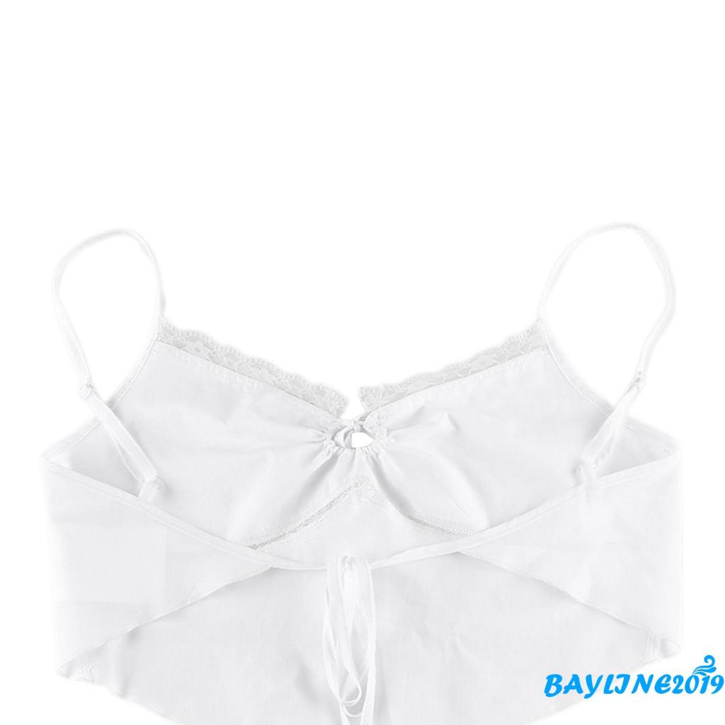 Áo Lửng Hai Dây Phối Ren Hở Lưng Thời Trang Mùa Hè Dành Cho Nữ