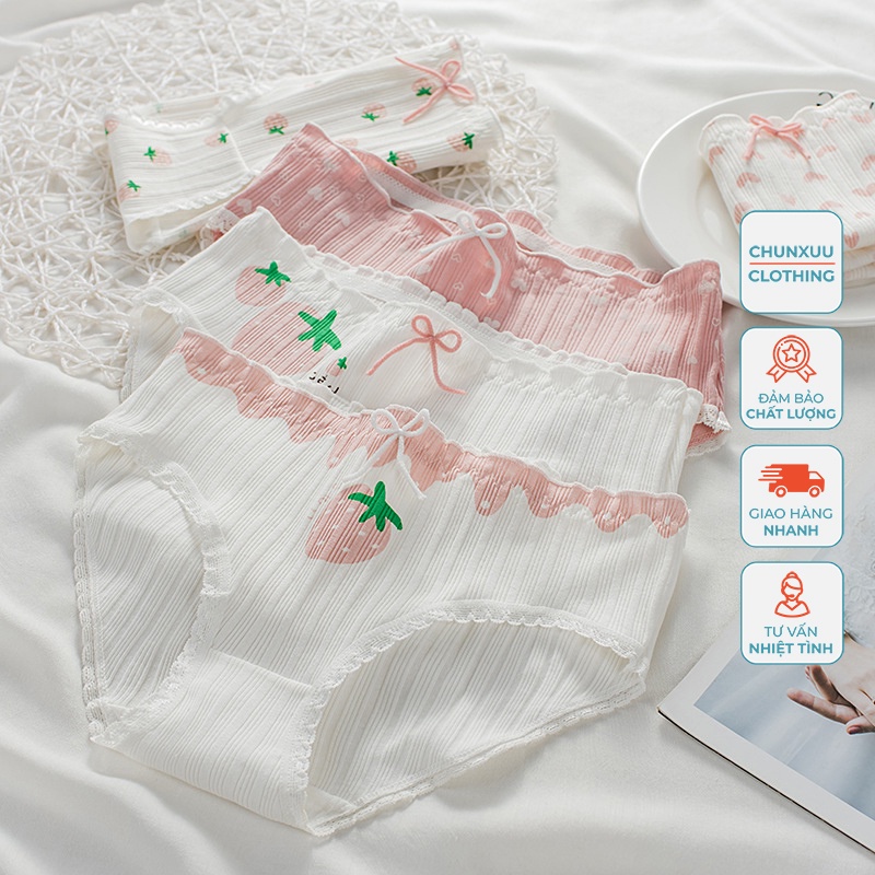 Quần lót nữ cotton gân tăm Chunxuu, chất liệu mềm co dãn thoáng khí kháng khuẩn nhiều họa tiết dễ thương - QC31
