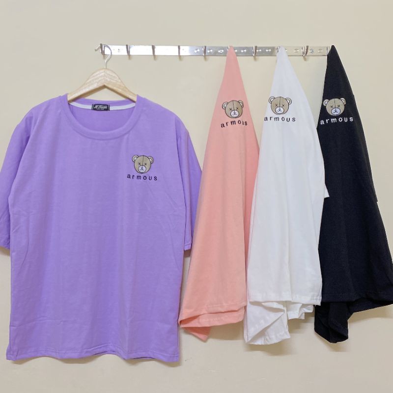 Áo thun Hình thật B'Teen tay lỡ Unisex thêu gấu armous