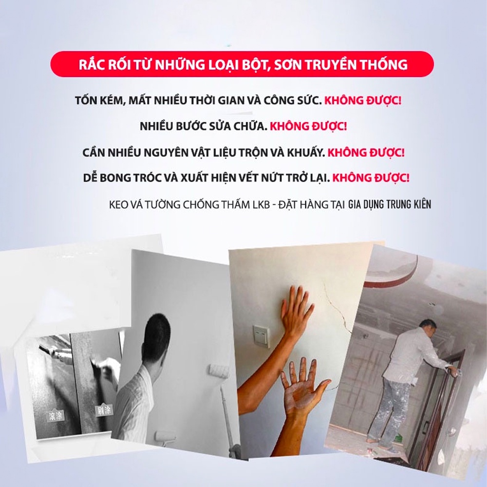 Keo Vá Tường Chống Thấm Chống Ẩm Mốc LKB 250gr - Trám Trét Vết Nứt Khe Hở Tường - Chống Mốc Ẩm Làm Sạch Tường