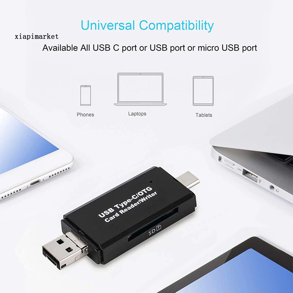Đầu Đọc Thẻ Nhớ 3 Trong 1 Loại C Micro-Usb Otg Tf / Micro-Sd | BigBuy360 - bigbuy360.vn