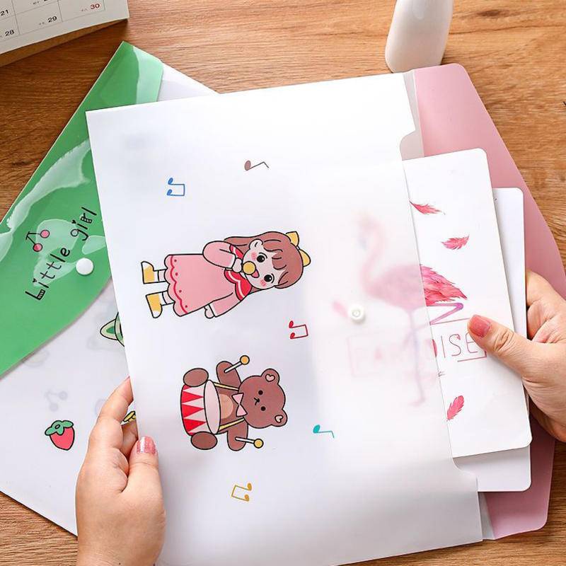 ⭐ iLado ⭐ Túi đựng tài liệu túi đựng bút Bìa đựng tài liệu Rabbit Nút Khóa Gài trong suốt Hoạt Hình túi đựng tài liệu a4 file Hộp đựng storage dễ thương cute đồ dùng học tập học sinh Chống ẩm và chống bụi