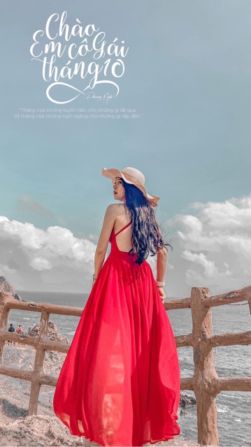 [HOT] ĐẦM MAXI ĐỎ XOÈ TÀ ĐAN DÂY LƯNG SẴN MÚT NGỰC-VÁY DỰ TIỆC BOHO STYLE THỔ CẨM | BigBuy360 - bigbuy360.vn