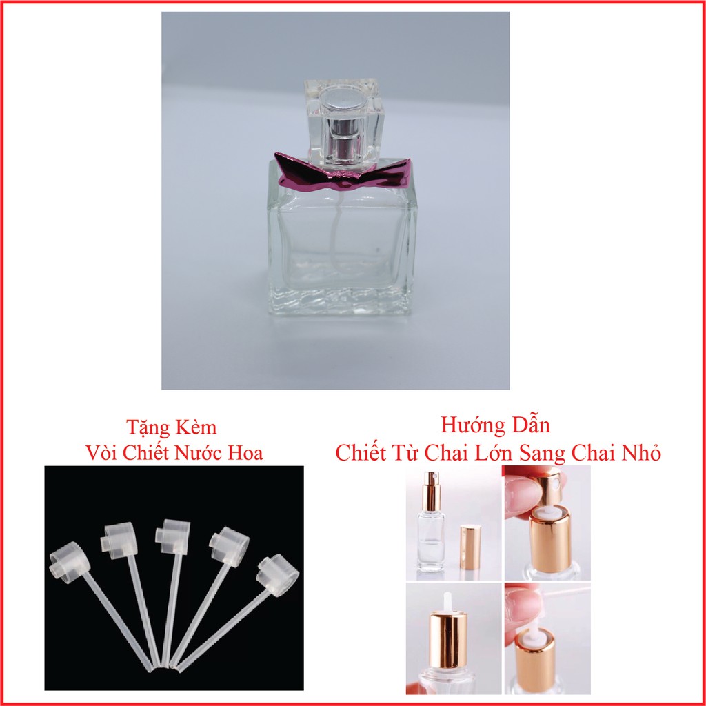 Chai chiết nước hoa, lọ chiết nước hoa thủy tinh 30ml tặng kèm vòi chiết (Form chai Versace)