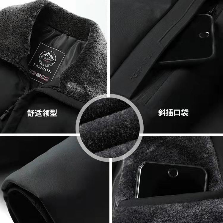 Áo khoác cotton lót nhung dày dặn thời trang dành cho đàn ông trung niên