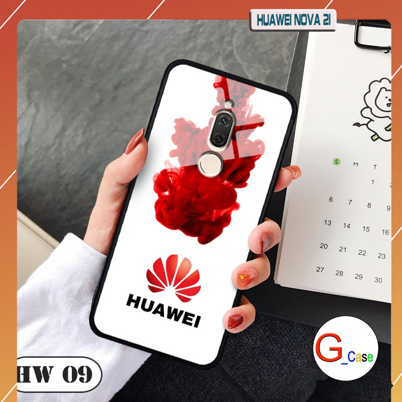 Ốp lưng Huawei Nova 2i-lưng kính in logo hãng điện thoại