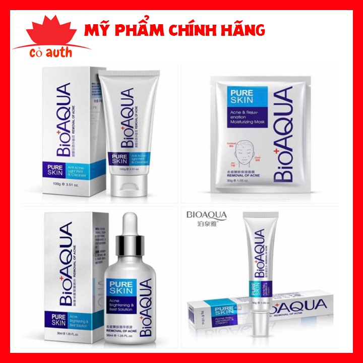 BỘ TRỊ MỤN 4 MÓN HIỆU QUẢ BIOAQUA (cỏ auth)