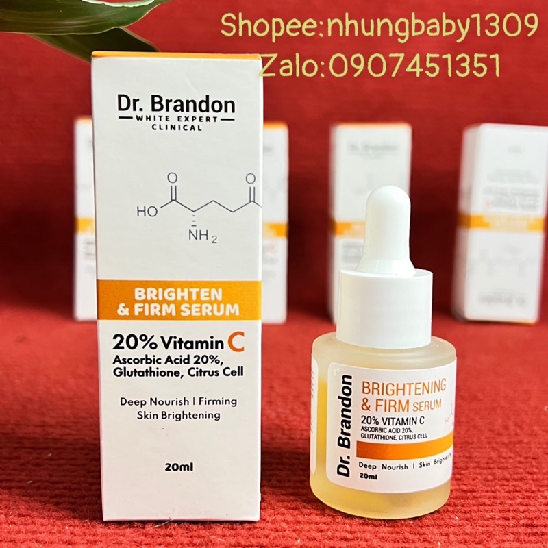 Serum Vitamin C 20% + Glutathione loại bỏ đốm nâu , trắng da