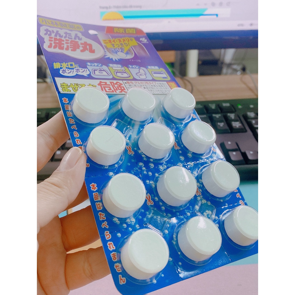 Viên sủi thông tắc đường ống, bồn cầu Kobayashi vỉ 12 viên