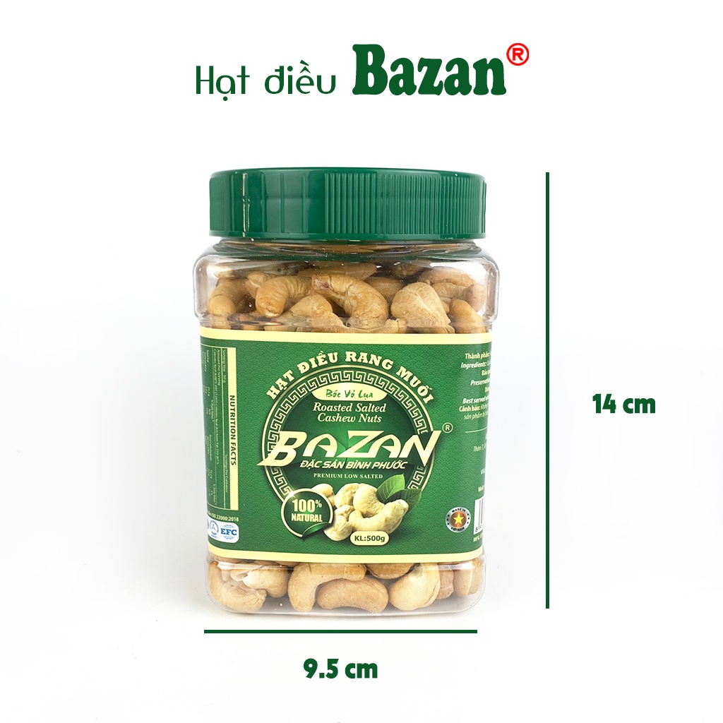 Hạt điều rang muối Bazan Bình Phước nguyên hạt dinh dưỡng A+ loại 1 hộp 500g nắp xanh sạch vỏ lụa | WebRaoVat - webraovat.net.vn