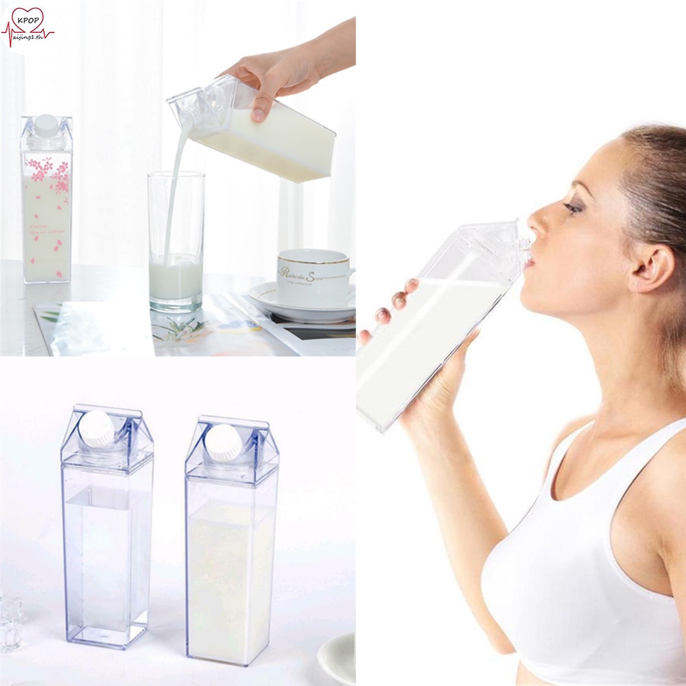 1 Cốc Nhựa Trong Suốt Hình Hộp Sữa 500 / 1000ml