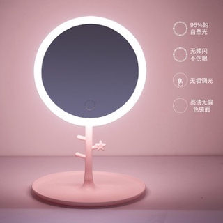 Gương trang điểm tròn để bàn đèn led cảm ứng cao cấp không cần pin-3 chế độ ánh sáng