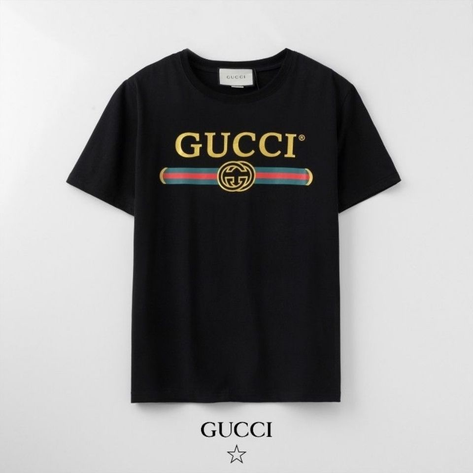 Áo Thun Gucci Tay Ngắn Cổ Tròn Dáng Rộng Vải Cotton Thời Trang Cao Cấp Dành Cho Cặp Đôi