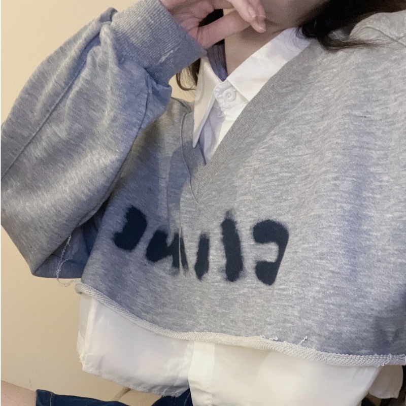 SUXI Áo Sweater Tay Dài Dáng Rộng In Chữ Thời Trang Mùa Thu Dễ Phối Đồ Cho Nữ