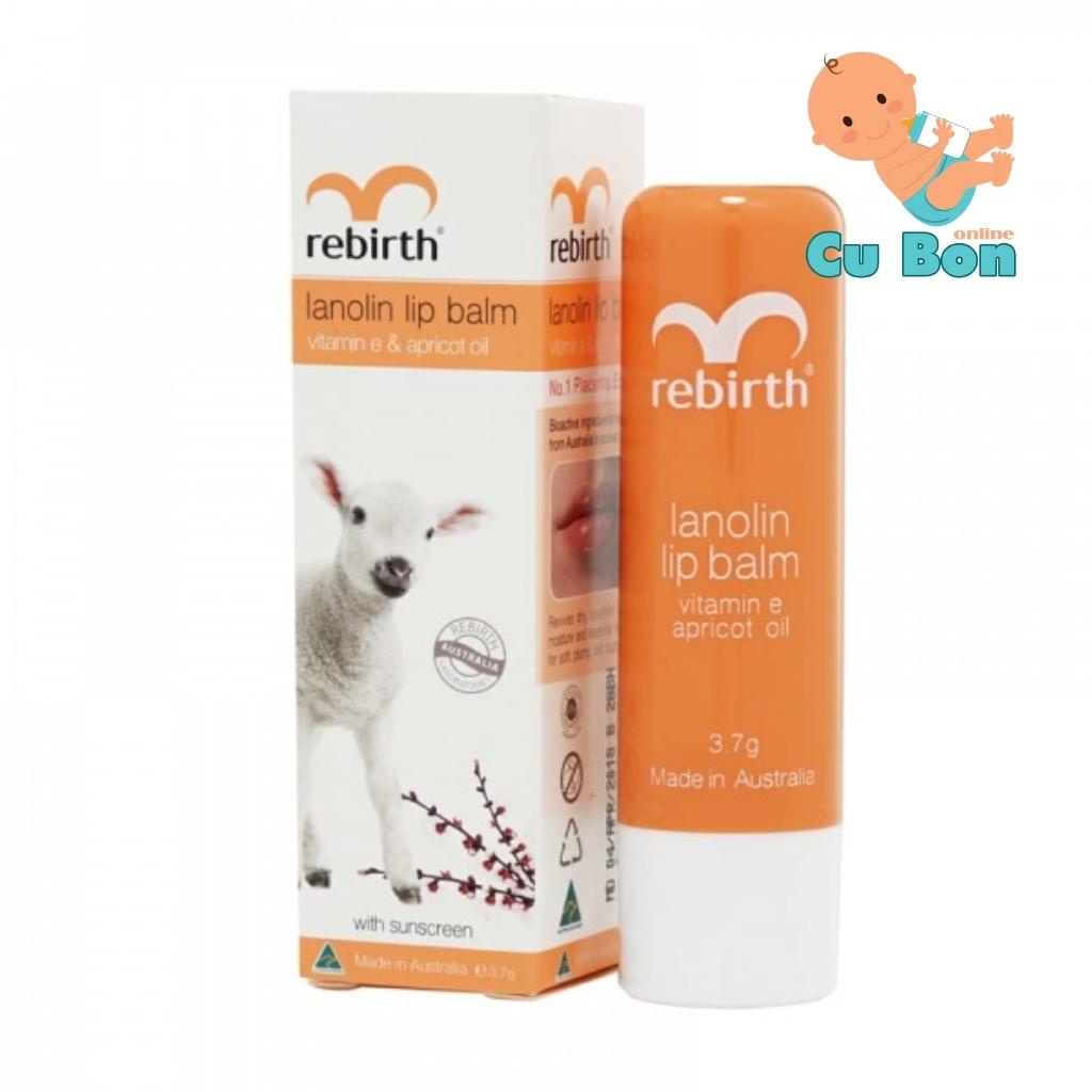 Son Dưỡng Môi Chống Nắng Nhau Thai Cừu Và Vitamin E Rebirth Lanolin Lip Balm Vitamin E &amp; Apricot Oil