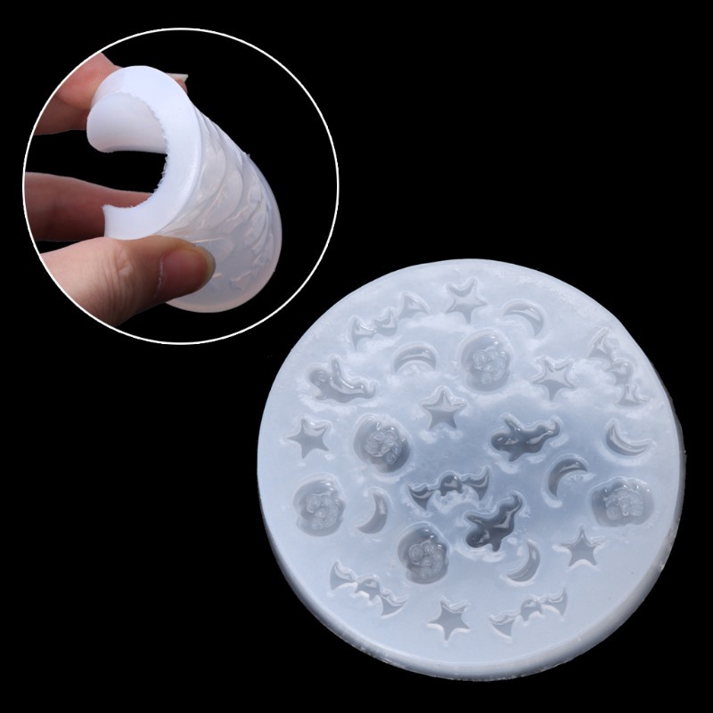 Khuôn Silicone Làm Trang Sức Hình Ngôi Sao / Mặt Trăng / Dơi / Ma / Ngôi Sao 10mk