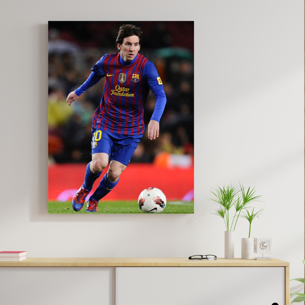 Tấm Áp Phích Hình Cầu Thủ Bóng Đá Messi Barcelona 20cm X 30cm