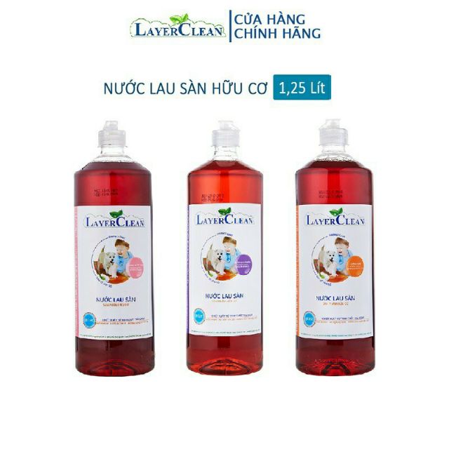 Combo 3 chai nước lau sàn hữu cơ Layer Clean mix mùi1,25L/ chai