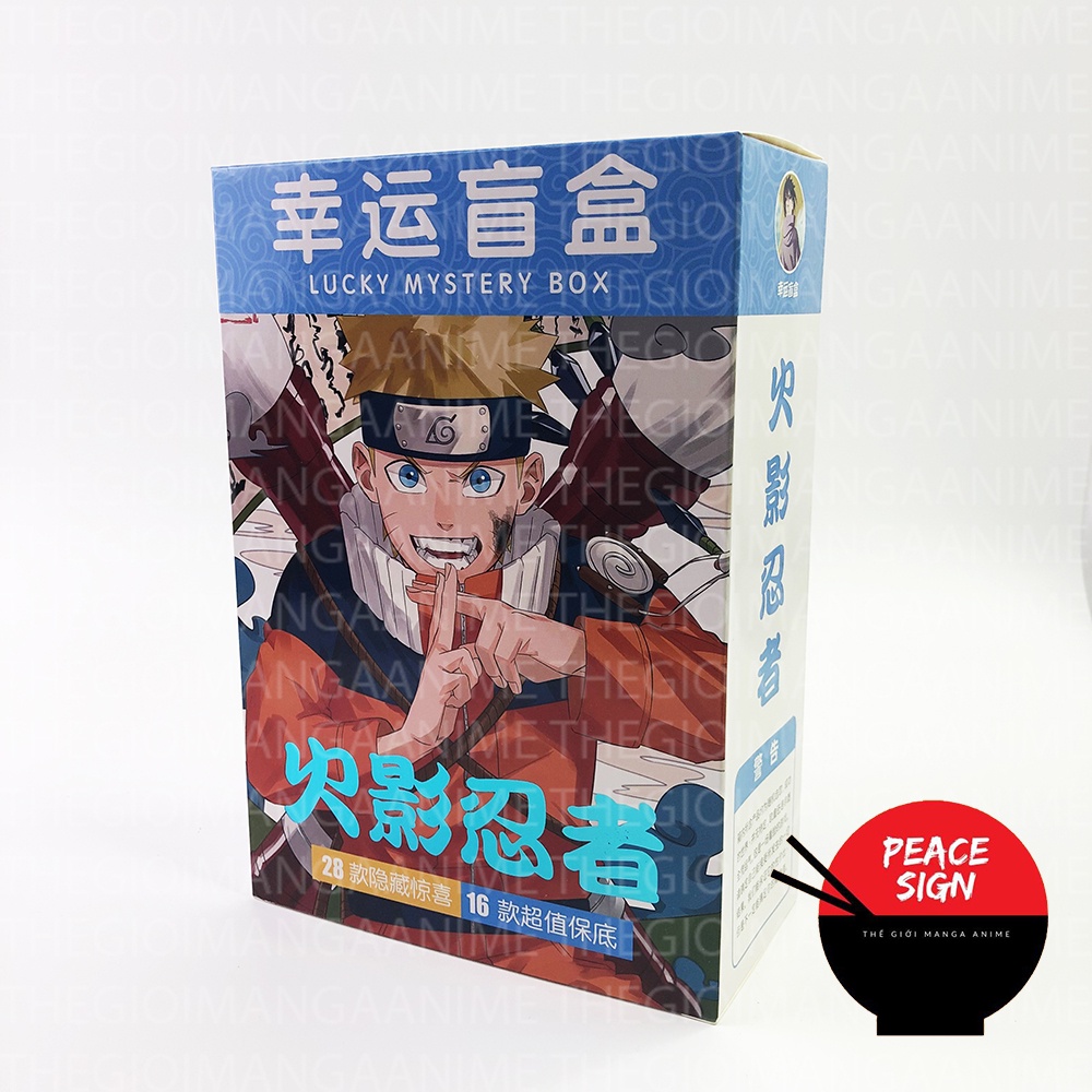 (150) Hộp quà tặng anime NARUTO SHIPPUNDEN có bình nước ảnh dán vòng tay ảnh thẻ postcard chibi