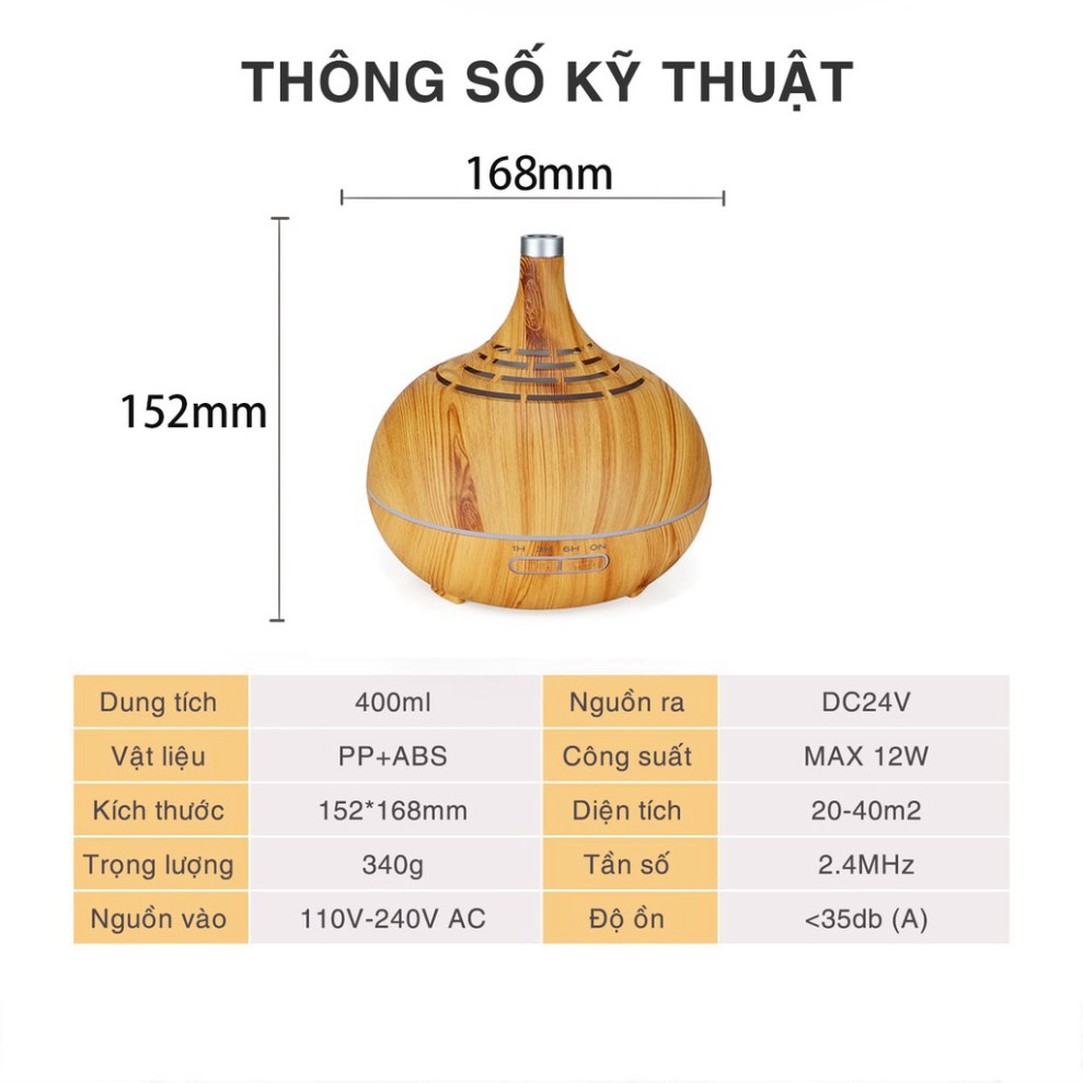 ✅ Máy Xông Tinh Dầu Phun Sương Tạo Độ Ẩm Cổ Cao Lỗ GULIFE Có Remote Dung Tích 400ml - Tặng Tinh Dầu 10ml - MKT46