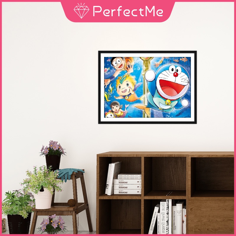 Bộ tranh đính đá 5D hình hoạt hình Doraemon độc đáo DIY 40X30
