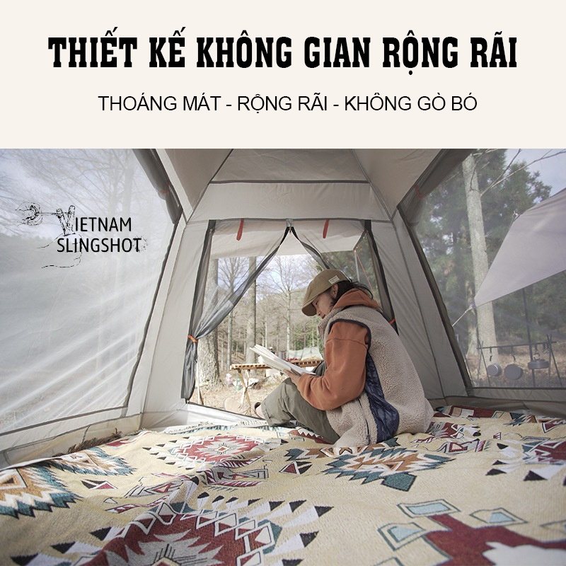 Lều dã ngoại tự bung 4-6 người chống nước chống tia tử ngoại KT 2m4x2m4 - Lều cắm trại du lịch-DCP8