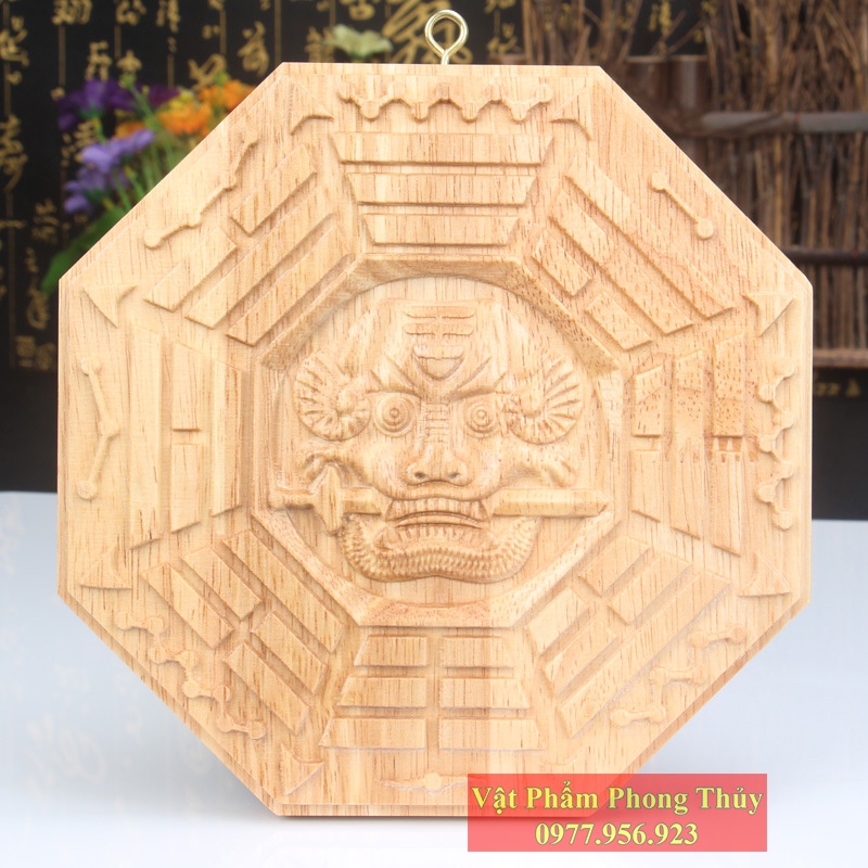 Gương Tiên Thiên Bát Quái Hổ Phù Gỗ Đào Trừ Tà