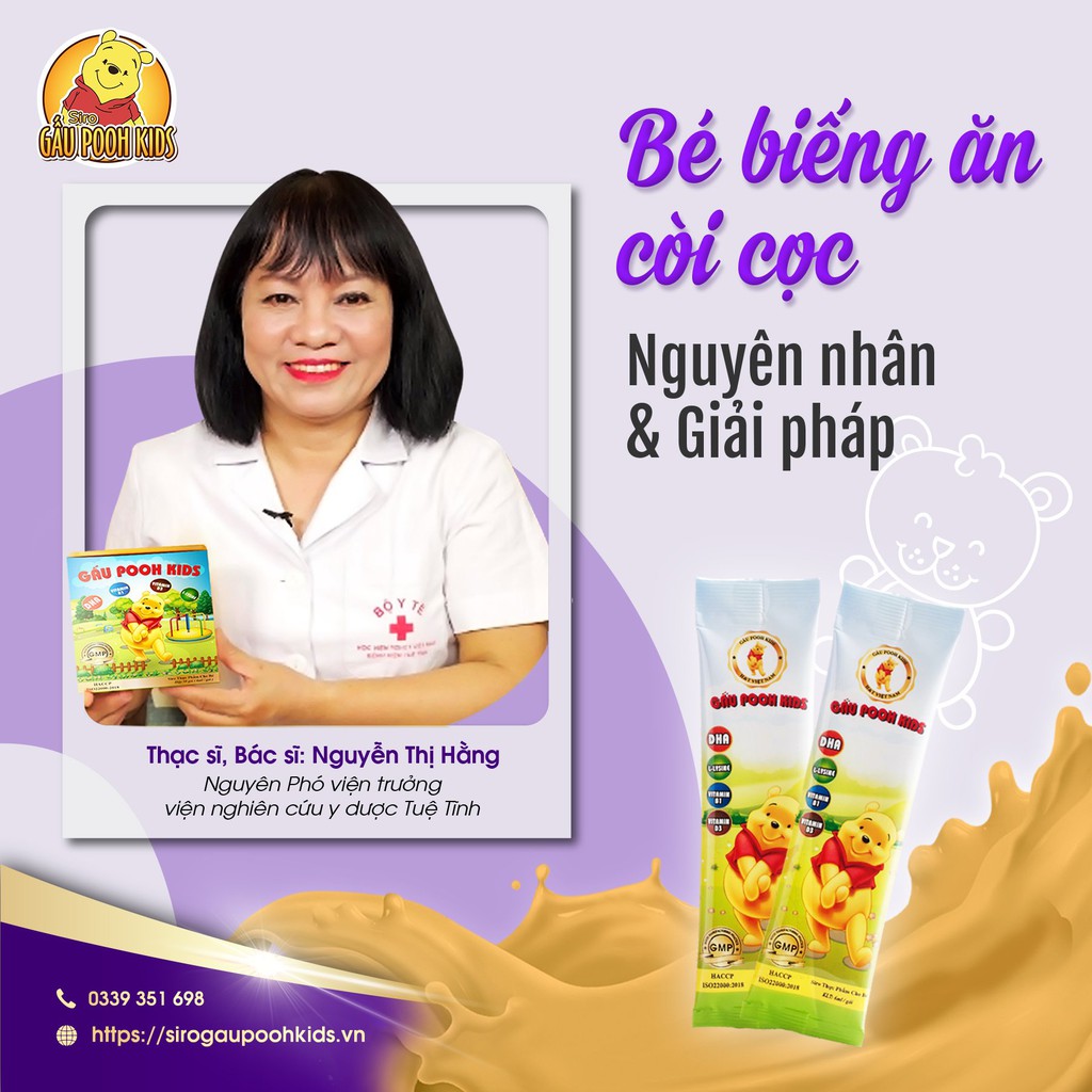 [HỘP 30 GÓI] SIRO BÉ ĂN NGON - GẤU POOH KIDS, SIRO CHUYÊN BIỆT GIÚP BÉ HẾT BIẾNG ĂN, TĂNG CÂN TỰ NHIÊN