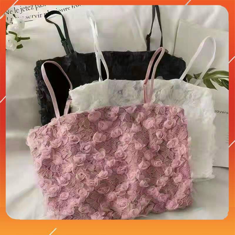 Áo bra ren hoa hồng 2 dây có mút đệm kiểu dáng hiện đại trẻ trung