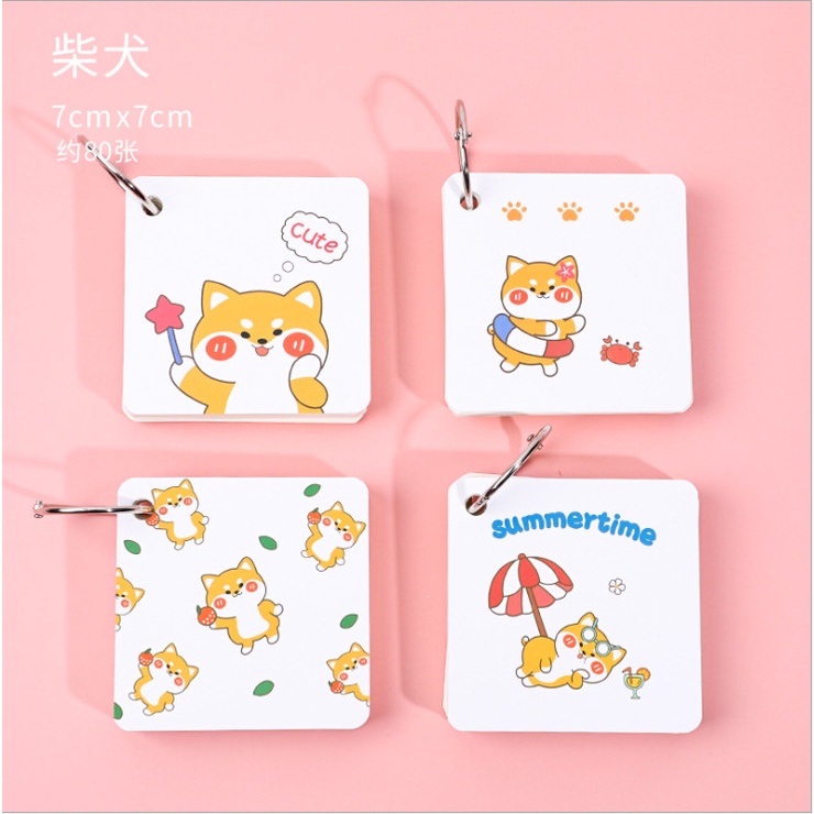 Sổ còng, giấy note A7, flashcard hoạt tiết hình thú siêu dễ thương BAG U SCO88