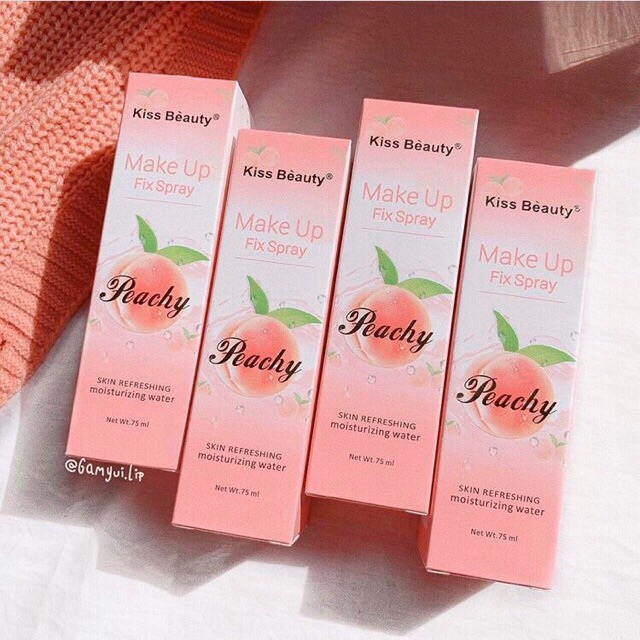 Xịt Khoáng Khóa lớp Nền Trang điểm Kiss Beauty Peachy - Hương thơm dễ chịu | BigBuy360 - bigbuy360.vn