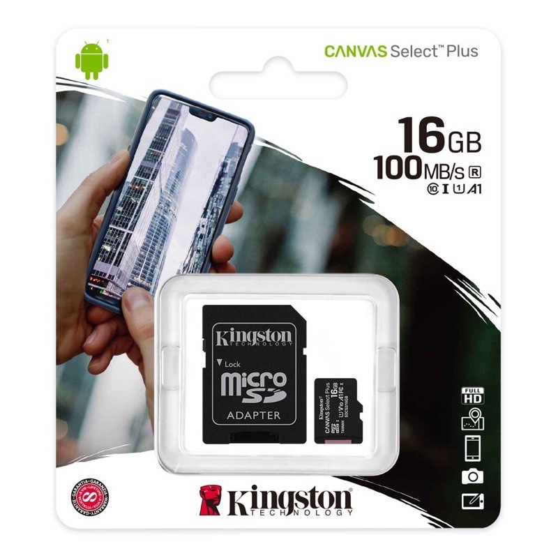 Thẻ nhớ Kingston 16GB MicroSDHC 80R UHS - I Single Pack , No adapter_SDCS/16GBSP