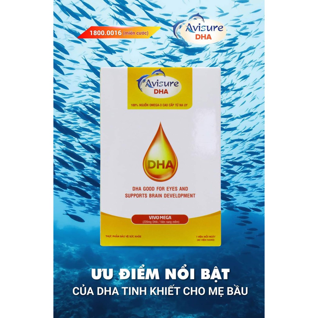 Avisure DHA - DHA tinh khiết từ Na Uy cho mẹ bầu giúp bé phát triển não bộ và thị giác tối ưu [Chính hãng - 40 viên]