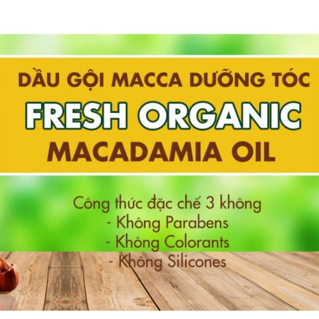 Bộ Dầu Gội Xả Fresh Organic - Maccadamia Oil Giảm Gàu Sau 7 Ngày Sử Dụng(Dầu Gội 500gr + Dầu Xả 180gr)