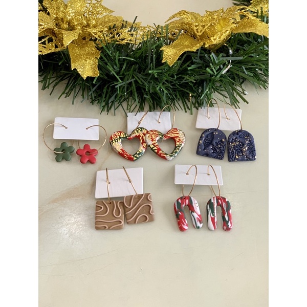 CA14 - Christmas 2 - Khuyên tai đất sét polymer