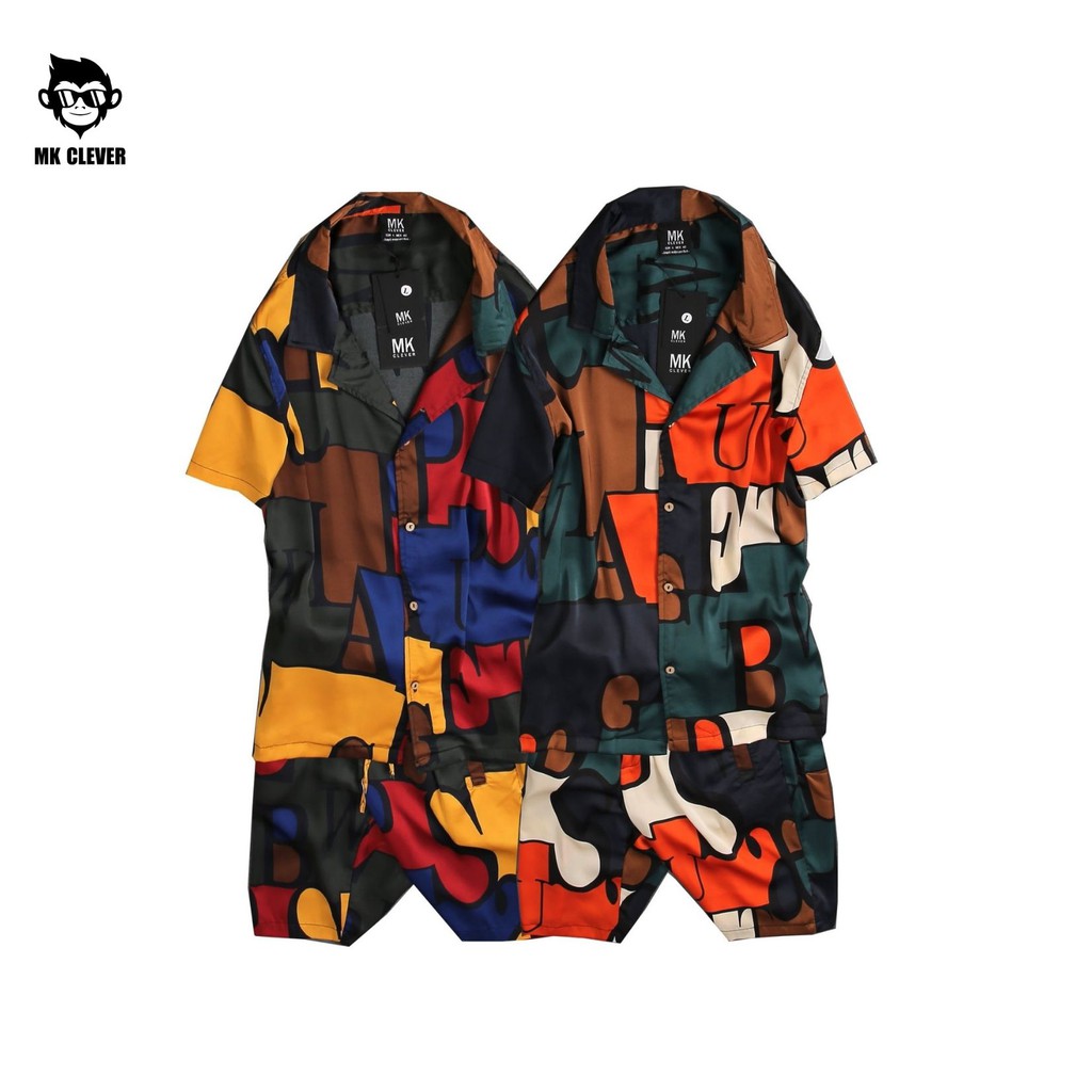 [BST MỚI HÈ 2021] Bộ quần áo nam hoạ tiết màu sắc MK Clever, chất lụa satin nhẹ, mát và thấm mồ hôi - HT03 | BigBuy360 - bigbuy360.vn