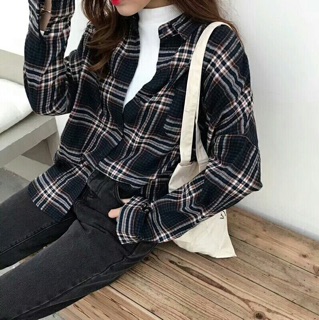 Sơ mi kẻ oversize