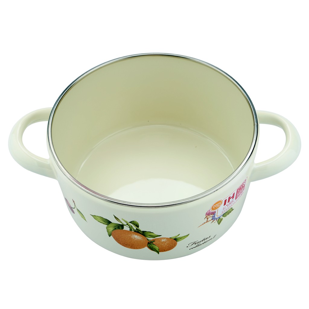 Nồi tráng men Fujihoro FRV-18W (Họa tiết Trái Cây) - Dung tích 2.4L - Bảo hành 2 năm - Hàng chính hãng