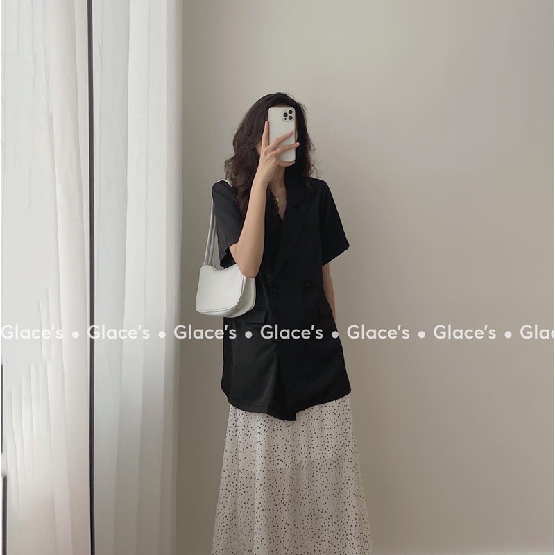 [Nhập GLACE5K giảm 10% tối đa 5K] Áo khoác Blazer nữ ngắn tay form rộng Hàn Quốc, chất tuyết mưa ( Ảnh/video thật) | BigBuy360 - bigbuy360.vn