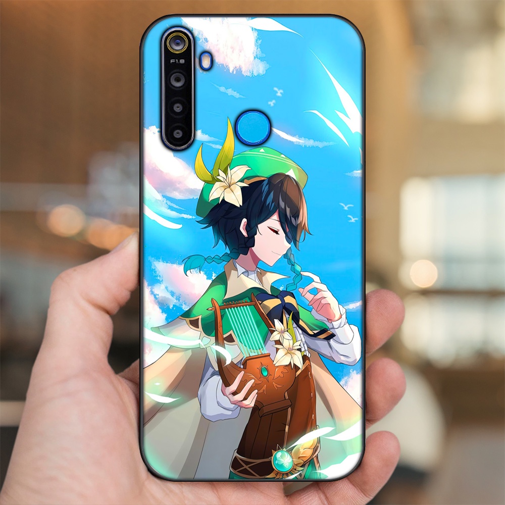 Ốp lưng Realme 5, 5 Pro viền đen in hình Venti Genshin Impact