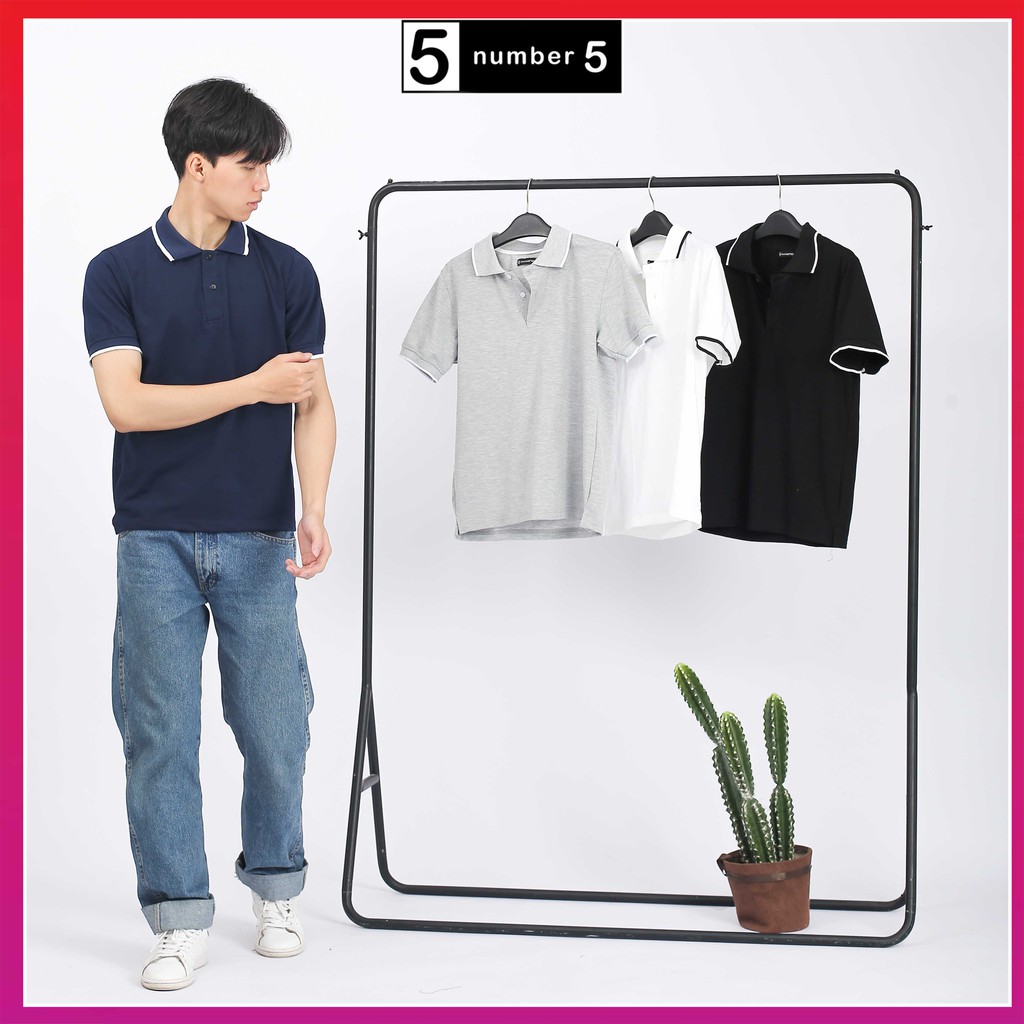 Áo Thun Polo Nam Cổ Bẻ Họa Tiết Trơn Number5 Chất Cotton Thoáng Mát [ APF ]