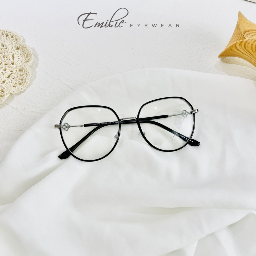 Gọng kính nam nữ bầu tròn kim loại bọc nhựa Emilie eyewear phụ kiện thời trang 2079