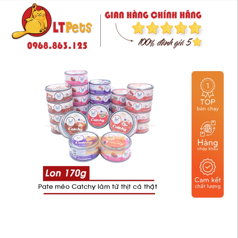 Pate lon dạng thạch 170gr Catchy 100% Thịt Thật Nhiều Vị