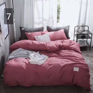 Bộ chăn ga gối COTTON xuất nhật màu hồng
