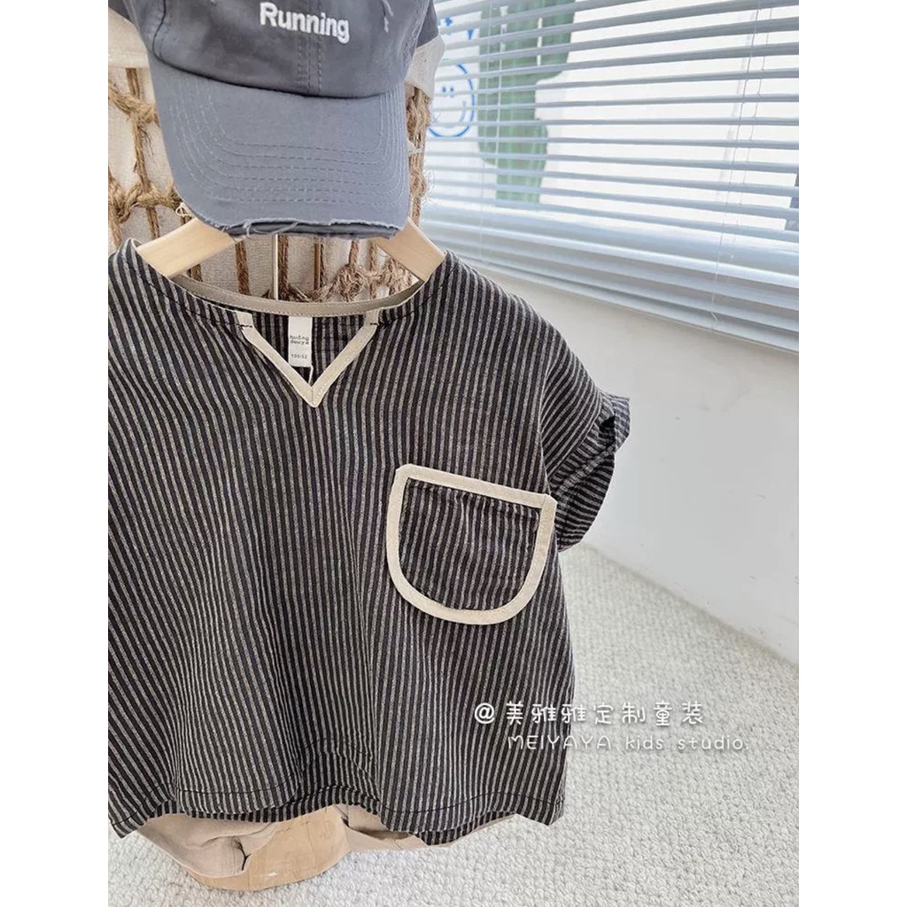 Bộ Cộc Tay Kẻ Bộ Hè Túi Hàng Xuất Dư Chất Vải Mềm Mịn Cho Bé Từ 5Kg Đến 32Kg Thời Trang Trẻ Em Chaarlie Kids