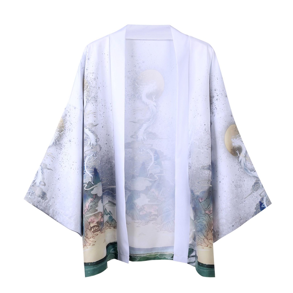 Áo Khoác Kimono Tay Ngắn Mỏng In Họa Tiết Phong Cách Nhật Bản Thời Trang Cho Nam