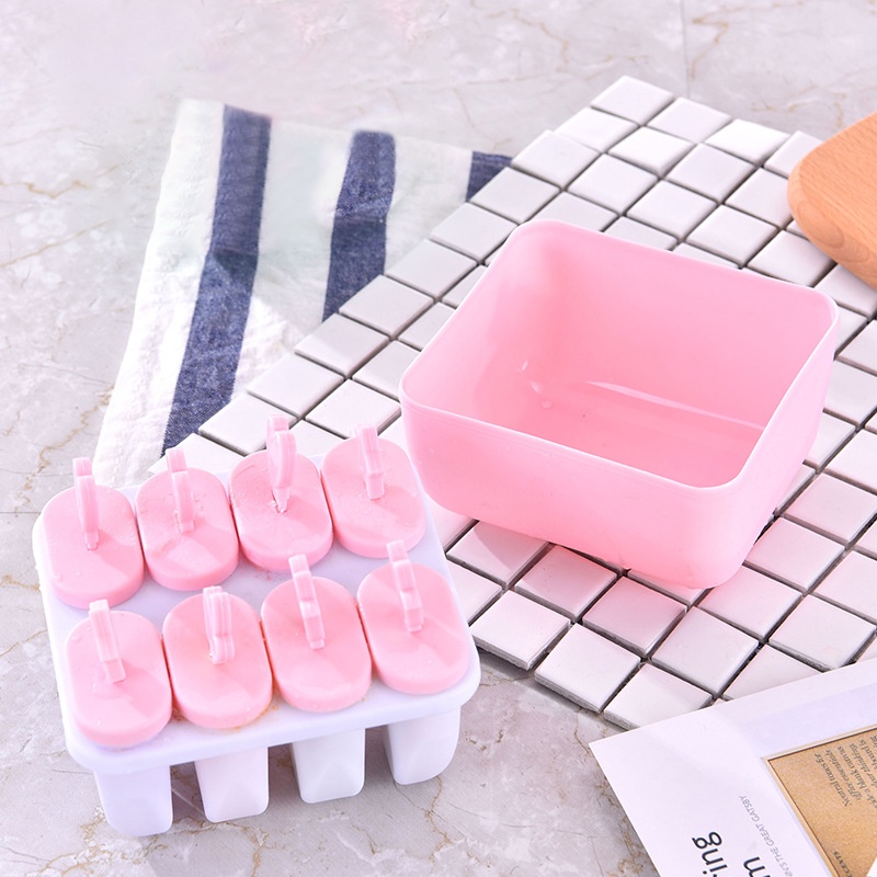 Khuôn Làm Kem 8 Ngăn Có Nắp Đậy Tiện Dụng