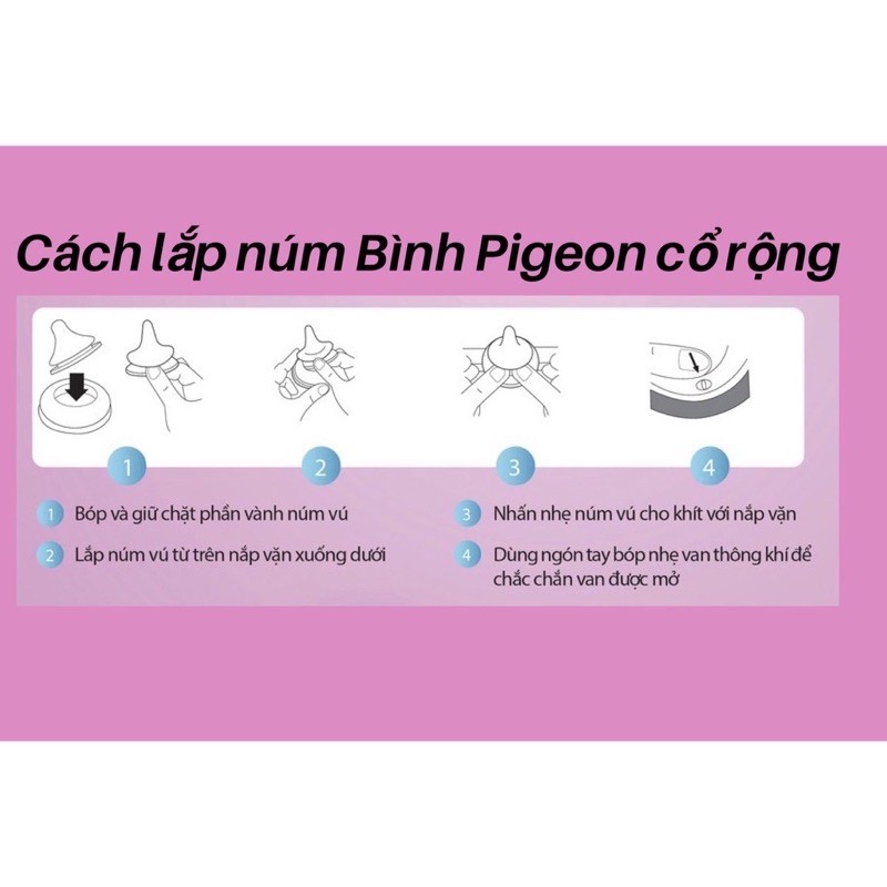 Núm ty Pigeon nội địa Nhật cho bình cổ rộng đủ size SS S M L LL (giá 1 núm)